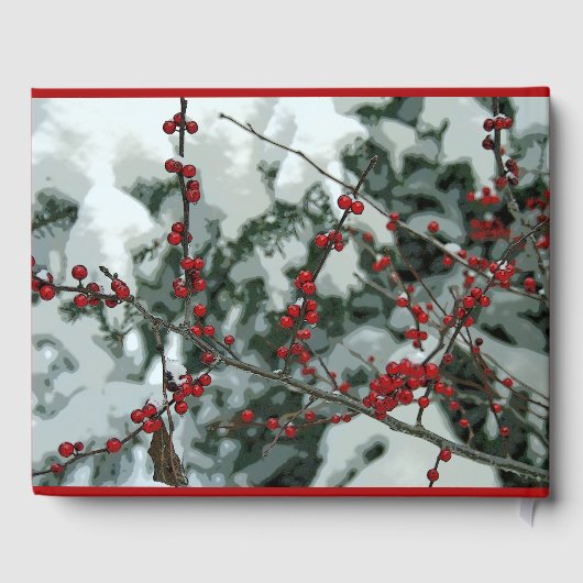 Red Winter Berries Weihnachtsgeschenk Gästebuch (Rückseite)