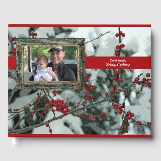 Red Winter Berries Weihnachtsgeschenk Gästebuch (Vorderseite)