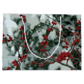 Red Winter Berries Weihnachtsgeschenktasche Große Geschenktüte (Rückseite)