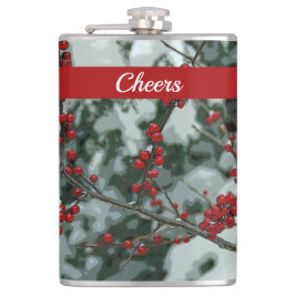 Red Winter Berries Weihnachtsgetränk Flasche Flachmann