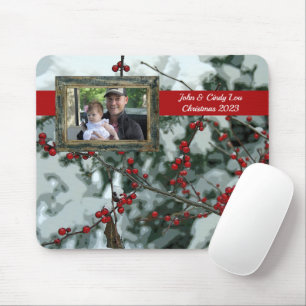 Red Winter Berries Weihnachtsmäuse Pad Mousepad