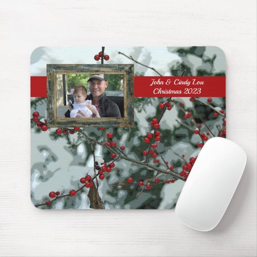 Red Winter Berries Weihnachtsmäuse Pad Mousepad (Mit Mouse)