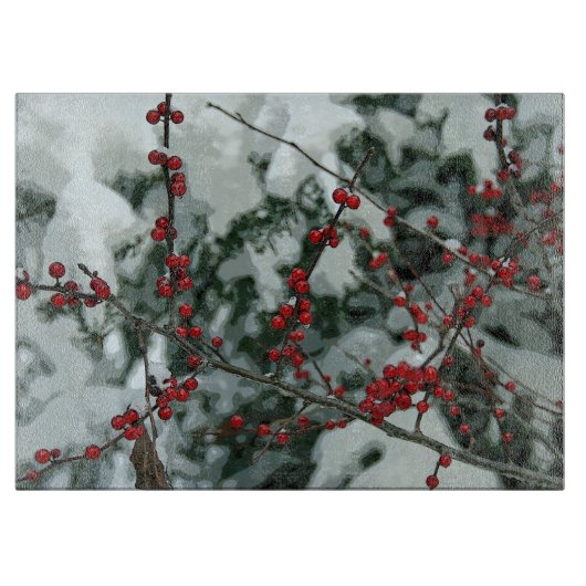 Red Winter Berries Weihnachtsschneider Schneidebrett (Vorderseite)