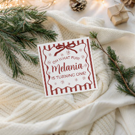Red Winter Birthday Napkin Design Serviette