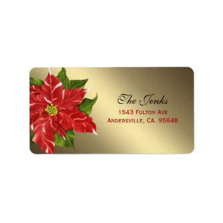 Red Winter Blumen Christmas Address Label Adressaufkleber