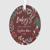 Red Winter Botanical Baby's First Christmas Ornament (Vorderseite)