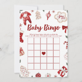 Red Winter Christmas Baby Bingo Baby Showspiel Einladung