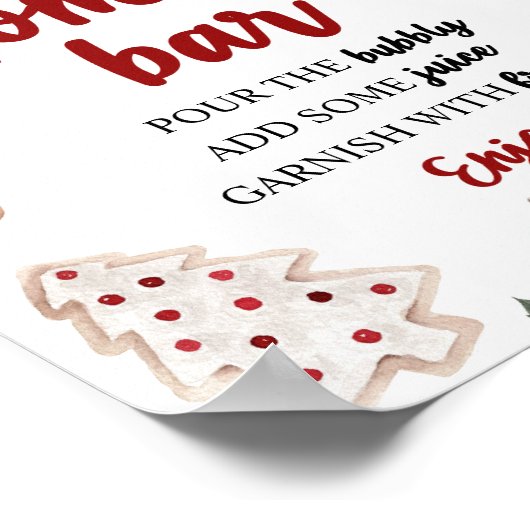 Red Winter Christmas Baby Dusche Momosa Bar Sign Poster (Ecke)