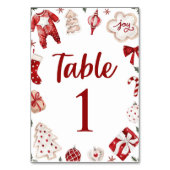 Red Winter Christmas Baby Showcard Tischnummer (Rückseite)