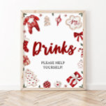 Red Winter Christmas Baby Shower Drinks Unterschre Poster<br><div class="desc">Red Winter Christmas Baby Shower Drinks Unterschreiben</div>