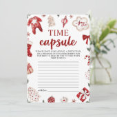 Red Winter Christmas Baby Shower Time Kapselkarte Einladung (Stehend Vorderseite)