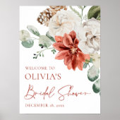 Red Winter Christmas Brautparty Welcome Sign Poster (Vorne)