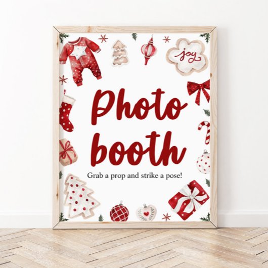 Red Winter Christmas Foto Stand Babydusche Schild