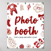 Red Winter Christmas Foto Stand Babydusche Schild (Vorne)