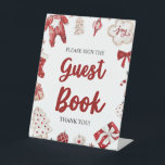 Red Winter Christmas Gästebuch Babydusche Schild<br><div class="desc">Red Winter Christmas Guest Book Baby Showspiel</div>