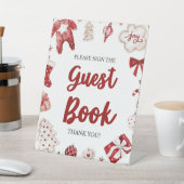 Red Winter Christmas Gästebuch Babydusche Schild (In SItu)