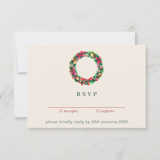 Red Winter Christmas Ornament | Kindly Reply Einladung (Vorderseite)