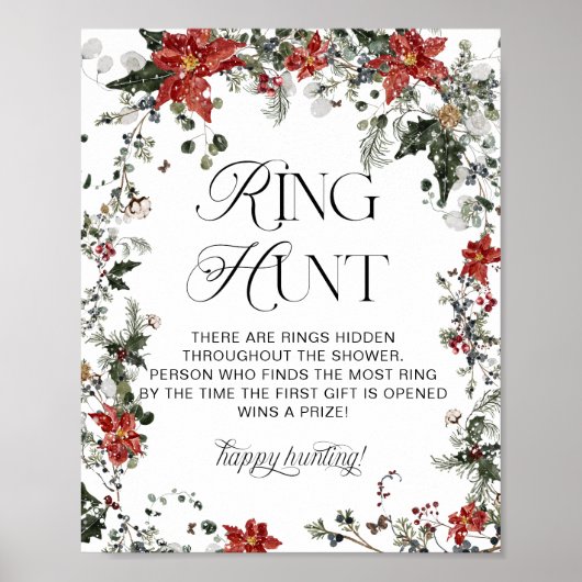 Red Winter Evergreen Ring Brautparty Game Poster (Vorne)