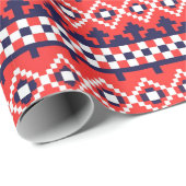 Red Winter Fair Isle Weihnachtsgeschenk Geschenkpapier (Rolleneckpunkt)