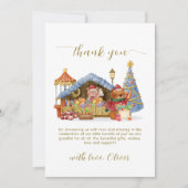 Red Winter Farmer Market Teddy Bear Baby Shower Dankeskarte (Vorderseite)