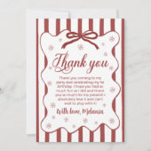 Red Winter First Birthday Thank You Card Einladung (Vorderseite)