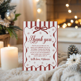 Red Winter First Birthday Thank You Card Einladung