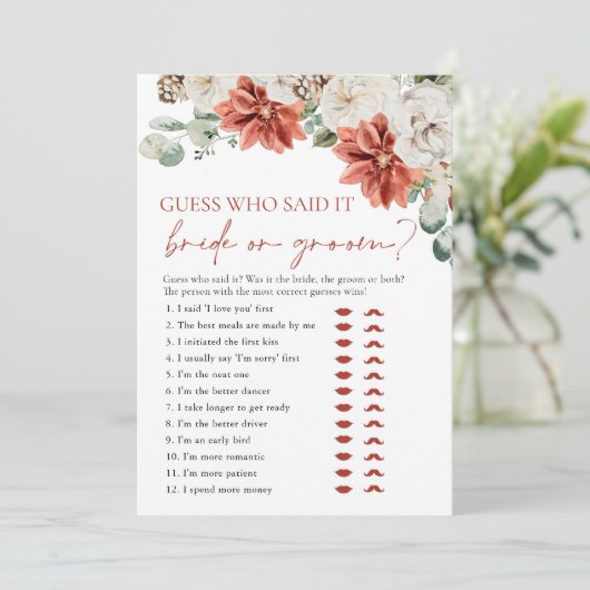 Red Winter Guess Wer sagte, es Bridge oder Game Einladung (Stehend Vorderseite)