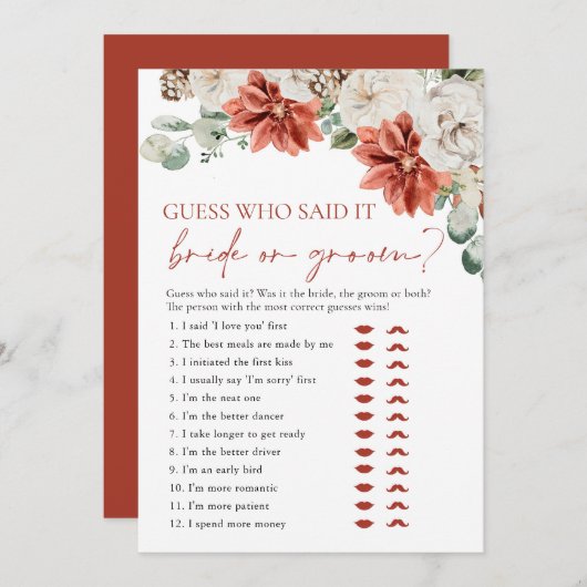 Red Winter Guess Wer sagte, es Bridge oder Game Einladung (Vorne/Hinten)