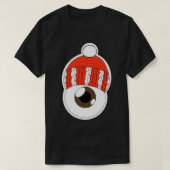 Red Winter Hat Eyeball Brown Iris T-Shirt (Design vorne)