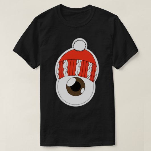 Red Winter Hat Eyeball Brown Iris T-Shirt (Design vorne)