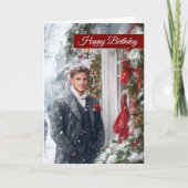 Red Winter Holiday Hallmark Movie Happy Birthday Karte (Vorderseite)
