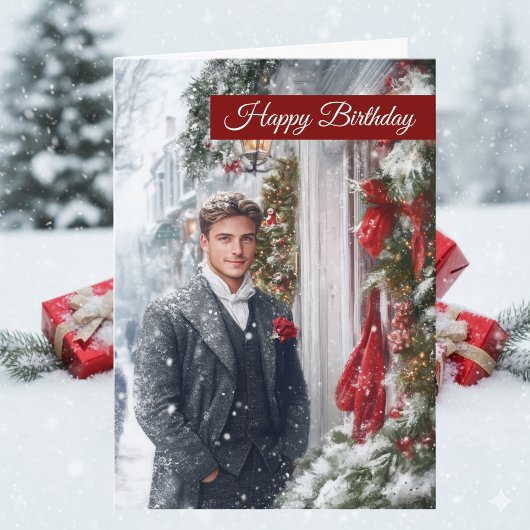 Red Winter Holiday Hallmark Movie Happy Birthday Karte