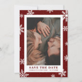 Red Winter Holiday Save the Date Foto Cards (Vorderseite)