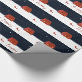 Red Winter Hütte Snowy Christmas Pattern Geschenkpapier (Ecke)