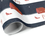 Red Winter Hütte Snowy Christmas Pattern Geschenkpapier (Rolleneckpunkt)