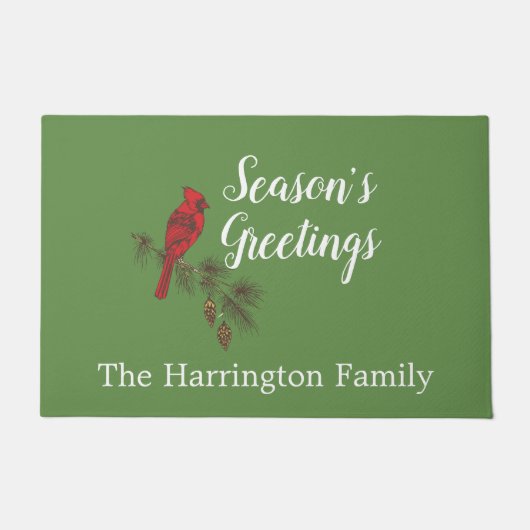 Red Winter Kardinal Personalisiert Fußmatte (Vorderseite)