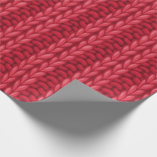 Red Winter Knitting Wooly Muster Geschenkpapier (Ecke)