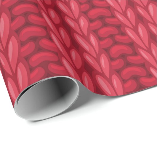 Red Winter Knitting Wooly Muster Geschenkpapier (Rolleneckpunkt)