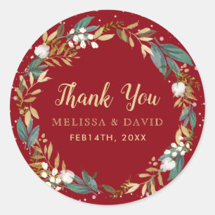 Red Winter Kreath Danke Stickers