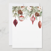 Red Winter Ornaments Abendessen Weihnachts Party Einladung (Rückseite)