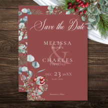 Red Winter Pine Berries Eucalyptus Wedding