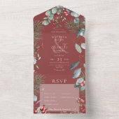 Red Winter Pine Berries Eukalyptus Drei mal pro Wo All In One Einladung (Innen Boden)