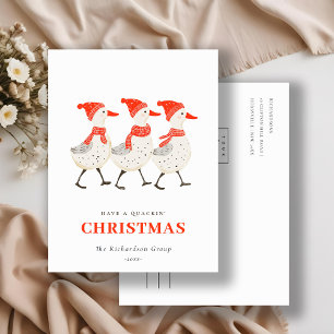 Red Winter Quacking Christmas Ducks Business-Logo Feiertagspostkarte