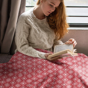 Red Winter Snowflake Farmhouse Muster Fleecedecke