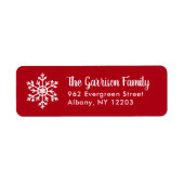 Red Winter Snowflake Holiday Rücksendeadresse (Vorne)