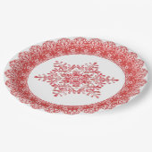 Red Winter Snowflake Lace Edge Pappteller (Schrägansicht)
