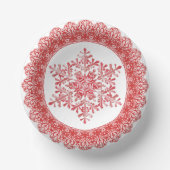 Red Winter Snowflake Lace Edge Pappteller (Vorderseite)