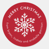 Red Winter Snowflake Weihnachtsgeschenk Aufkleber (Vorderseite)