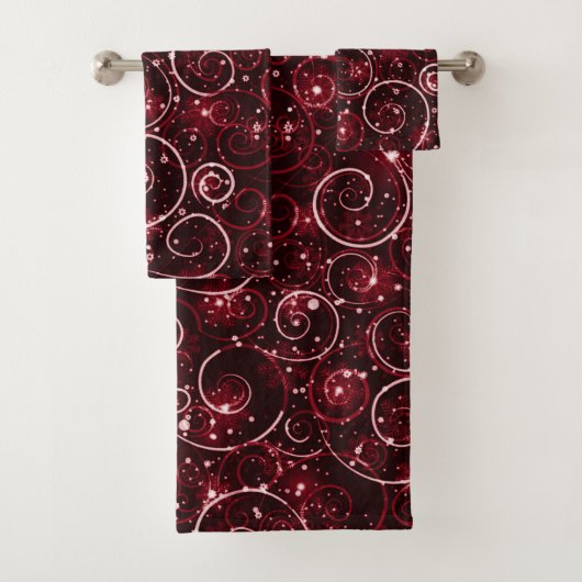 Red Winter Swirl Badhandtuch Set (Insitu)