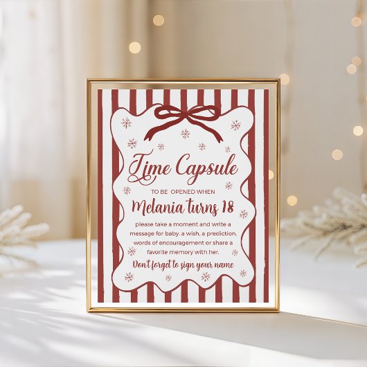 Red Winter Time Capsule Sign Sockelschild